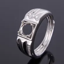 White Gold Plated 925 Silver Ring Setting For Round 6.5x6.5mm Diamond