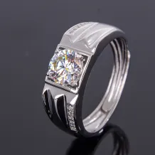 White Gold Plated 925 Silver Ring Setting For Round 6.5x6.5mm Diamond