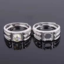 White Gold Plated 925 Silver Ring Setting For Round 6.5x6.5mm Diamond