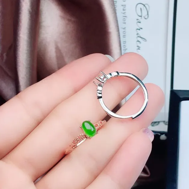 Women's S925 Adjustable Silver Ring Settings for 4x6mm to 8x10mm Oval Stones
