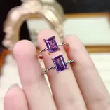 ​Twist Shank Ring Setting - S925 Sterling Silver Plated with 18K Gold for 5x7mm Square Colored Gemstones