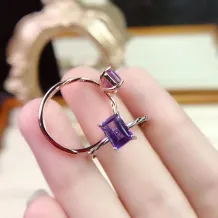 ​Twist Shank Ring Setting - S925 Sterling Silver Plated with 18K Gold for 5x7mm Square Colored Gemstones