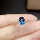 18K Gold Plated 925 Silver Ring Setting for 6x8mm Oval Opal/Topaz DIY