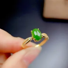 18K Gold Plated 925 Silver Ring Setting for 6x8mm Oval Opal/Topaz DIY