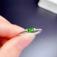 18K Gold Plated S925 Silver Bezel Ring Setting for 3x5mm Square Gems