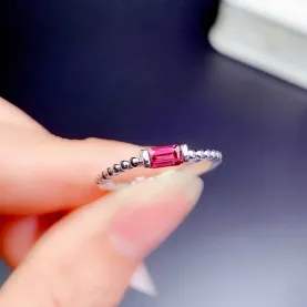 18K Gold Plated S925 Silver Bezel Ring Setting for 3x5mm Square Gems