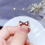 18K Gold Plated S925 Silver Bow Ring Setting for 6x6mm Triangle Topaz/Garnet