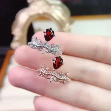 18K Gold Plated S925 Silver Crown Ring Setting for 5x7mm Pear Topaz/Ruby