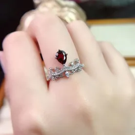 18K Gold Plated S925 Silver Crown Ring Setting for 5x7mm Pear Topaz/Ruby