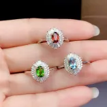 18K Gold Plated S925 Silver Ring Setting for 4x6mm Oval Gemstones DIY