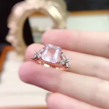 18K Gold Plated S925 Silver Ring Setting for 8x8mm Square Crystal/Topaz