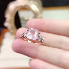 18K Gold Plated S925 Silver Ring Setting for 8x8mm Square Crystal/Topaz