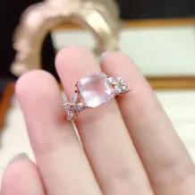 18K Gold Plated S925 Silver Ring Setting for 8x8mm Square Crystal/Topaz