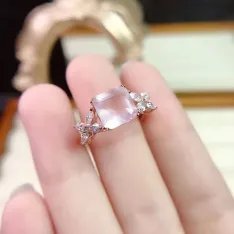 18K Gold Plated S925 Silver Ring Setting for 8x8mm Square Crystal/Topaz