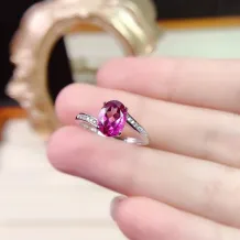 18K Gold Plated S925 Silver Twist Ring Setting for 6x8mm Oval Topaz