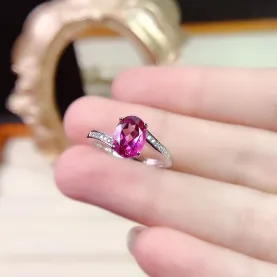 18K Gold Plated S925 Silver Twist Ring Setting for 6x8mm Oval Topaz