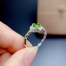 Adjustable S925 Silver Ring Setting 4x6mm Oval Gemstones with Lace Dual-Tone Plating