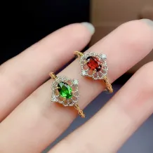 Adjustable S925 Silver Ring Setting 4x6mm Oval Gemstones with Lace Dual-Tone Plating