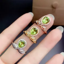 Crown Style S925 Ring Setting 6x8mm Pear Shape Gemstones with 18K Gold Plating