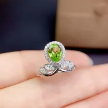 Crown Style S925 Ring Setting 6x8mm Pear Shape Gemstones with 18K Gold Plating