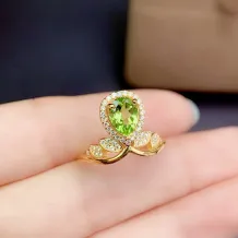 Crown Style S925 Ring Setting 6x8mm Pear Shape Gemstones with 18K Gold Plating