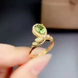 Crown Style S925 Ring Setting 6x8mm Pear Shape Gemstones with 18K Gold Plating