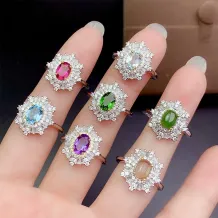 S925 18K Dual-Tone Gold Ring Setting European Luxury Style for 5x7mm Oval Ruby/Sapphire