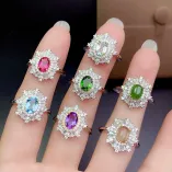 S925 18K Dual-Tone Gold Ring Setting European Luxury Style for 5x7mm Oval Ruby/Sapphire