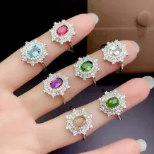 S925 18K Dual-Tone Gold Ring Setting European Luxury Style for 5x7mm Oval Ruby/Sapphire