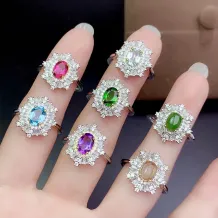 S925 18K Dual-Tone Gold Ring Setting European Luxury Style for 5x7mm Oval Ruby/Sapphire