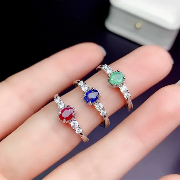 S925 18K Dual-Tone Gold Ring Setting For 4x5mm Oval Ruby/Sapphire/Emerald Gemstone