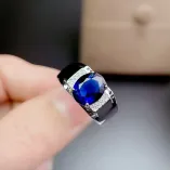 S925 18K Gold Plated Men's Ring Setting For 8x10mm Oval Ruby/Sapphire/Emerald