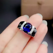 S925 18K Gold Plated Men's Ring Setting For 8x10mm Oval Ruby/Sapphire/Emerald