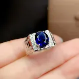 S925 18K Gold Plated Men's Ring Setting 8x10mm Oval Ruby/Sapphire/Emerald