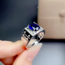 S925 18K Gold Plated Men's Ring Setting 8x10mm Oval Ruby/Sapphire/Emerald