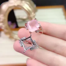 S925 18K Gold Plated Ring Setting Luxe 10x10mm Square Gemstone/Crystal Mounting