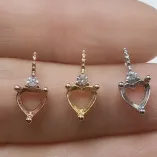 S925 Sterling Silver 18K Gold Plated Jewelry Set Ring/Pendant/Earrings for 6x6mm Heart-Shaped Gemstone