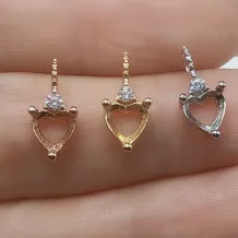 S925 Sterling Silver 18K Gold Plated Jewelry Set Ring/Pendant/Earrings for 6x6mm Heart-Shaped Gemstone