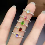 S925 18K Dual-Tone Gold Ring Setting 4x5mm Oval Ruby/Sapphire/Emerald/Tourmaline