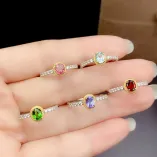 S925 18K Dual-Tone Gold Ring Setting 4x5mm Oval Ruby/Sapphire/Emerald/Tourmaline