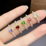 S925 18K Dual-Tone Gold Ring Setting 4x5mm Oval Ruby/Sapphire/Emerald/Tourmaline
