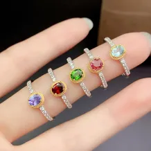 S925 18K Dual-Tone Gold Ring Setting 4x5mm Oval Ruby/Sapphire/Emerald/Tourmaline