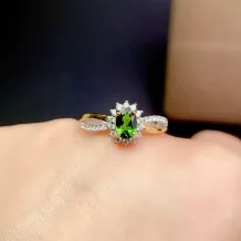 Princess Diana Style S925 Ring Setting 4x6mm Oval Gemstones with Dual-Tone Plating