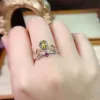 S925 Silver 18K Dual-Tone Crown Ring Mount 4x6mm Pear Gems Unique