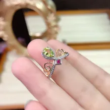 S925 Silver 18K Dual-Tone Crown Ring Mount 4x6mm Pear Gems Unique