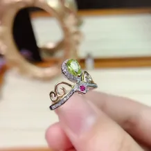 S925 Silver 18K Dual-Tone Crown Ring Mount 4x6mm Pear Gems Unique