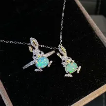 S925 Silver 18K Dual-Tone Ring/Pendant Set 5x7mm Oval Gemstones