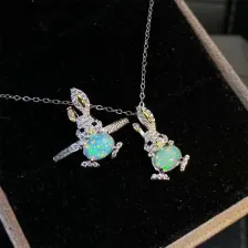 S925 Silver 18K Dual-Tone Ring/Pendant Set 5x7mm Oval Gemstones