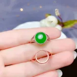 S925 Silver 18K Gold Bezel Ring Mount 10x10mm Round Jade