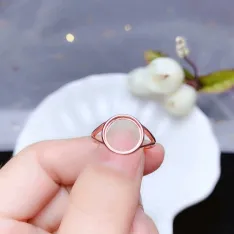 S925 Silver 18K Gold Bezel Ring Mount 10x10mm Round Jade